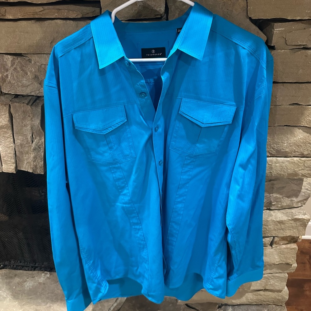 7 Diamonds Vibrant Blue Men's Shirt